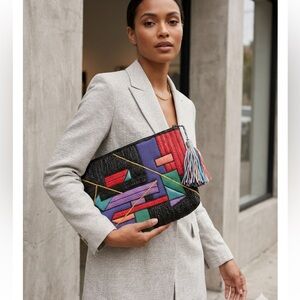 Boho Woven Handmade Multicolor Fringe Clutch Bag